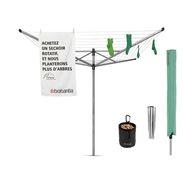 Outdoor Dryer Brabantia LiftOMatic Advance, 50m, Ground Spike, cover and peg bag