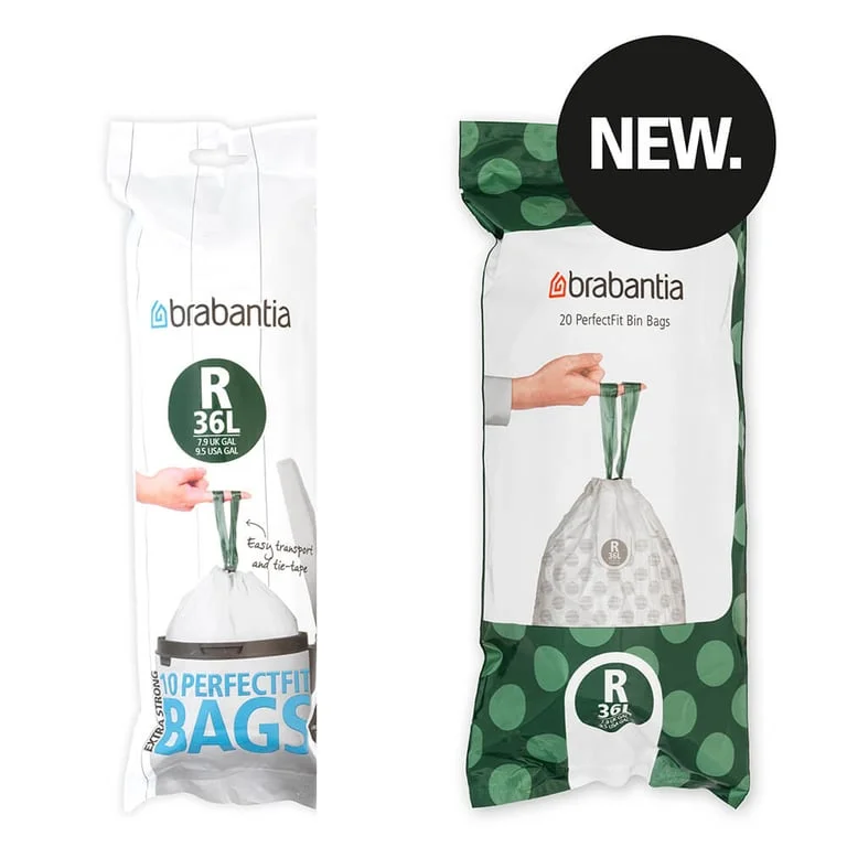 PerfectFit Bags Brabantia Size R, 36L, 20 pcs, White