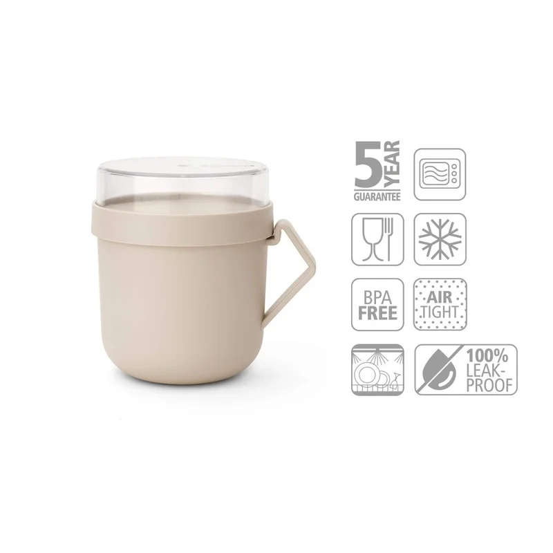 Soup Mug Brabantia Make&Take Soft Beige 600ml, Plastic