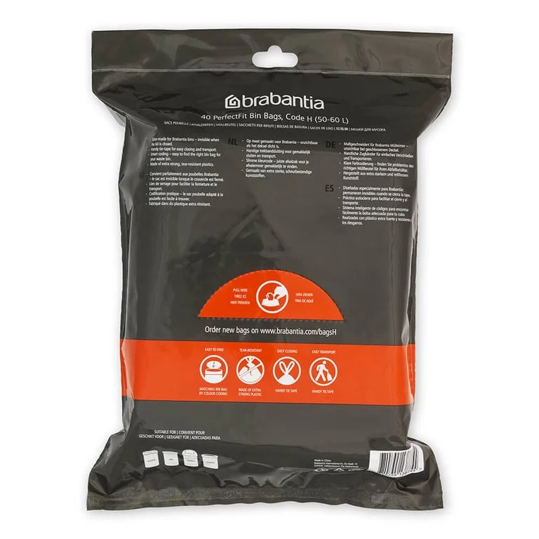 Торба за кош Brabantia PerfectFit Touch/Push/Big Bin N размер H, 50-60L, 30 броя, пакет