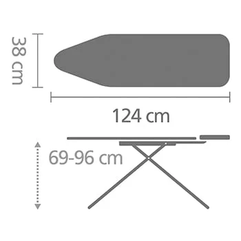 Маса за гладене Brabantia B 124x38cm с масивна поставка за ютия, Morning Breeze
