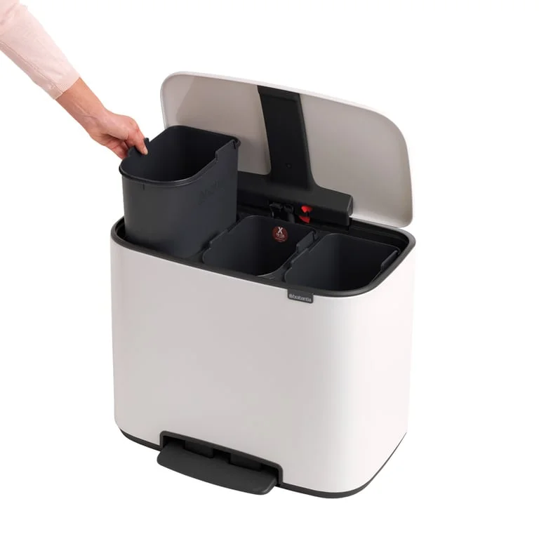 Brabantia Bo Pedal Bin, 3 x 11L, White