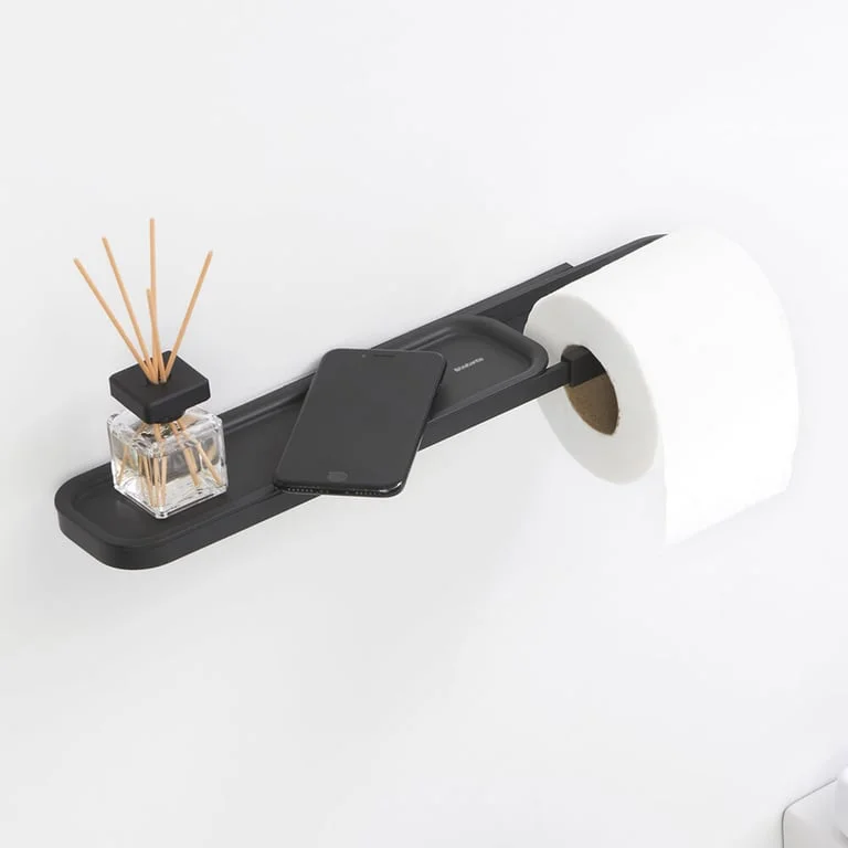 Toilet Roll Holder with Shelf Brabantia MindSet Mineral Infinite Grey