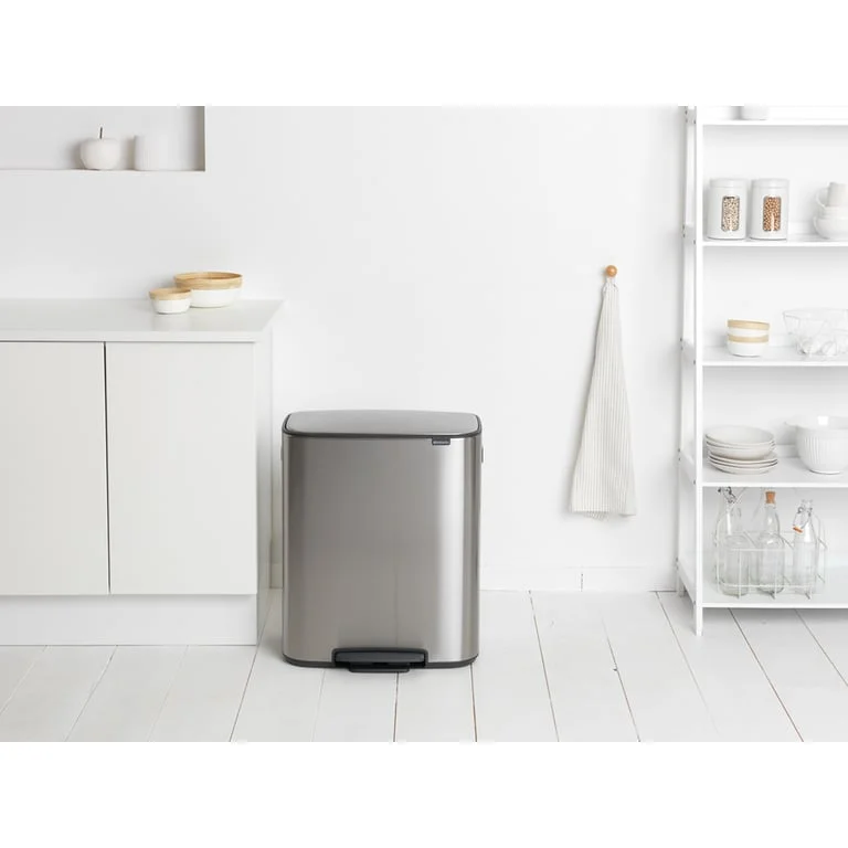 Waste Bin Brabantia Bo Pedal 2x30L, Matt Steel Fingerprint Proof