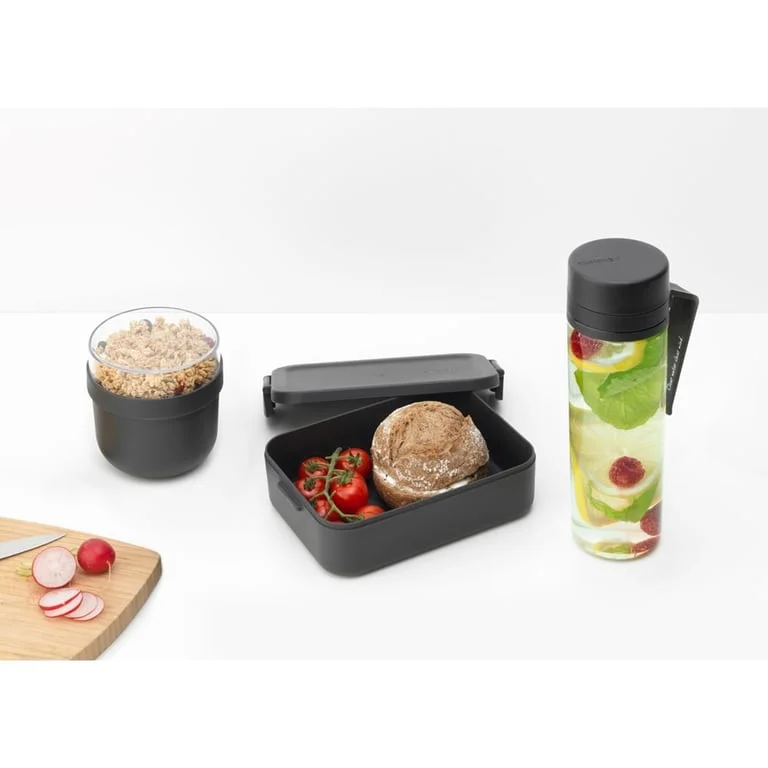 Комплект за закуска Brabantia Make&Take 3 части, Dark Grey, бутилка, купа, кутия