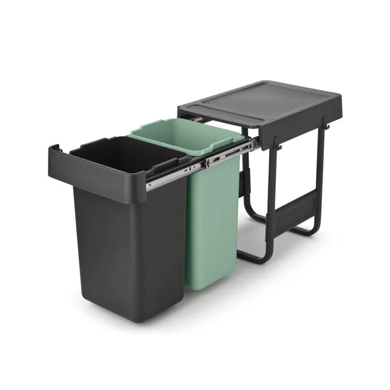 Waste Bin Separation Basket Brabantia Sort&Go 2x15L, Dark Grey & Jade Green