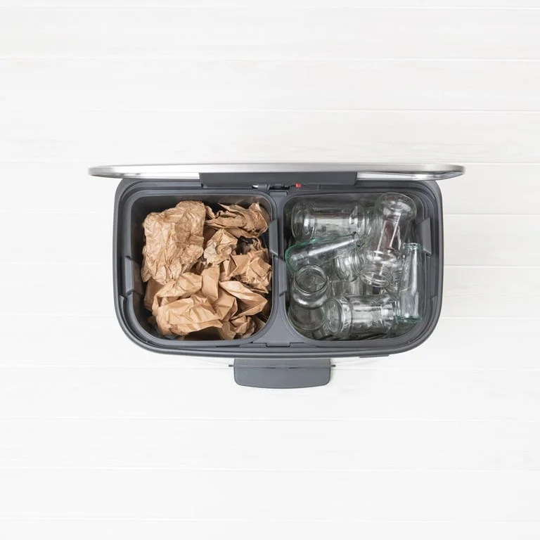 Waste Bin Brabantia Bo Pedal 2x30L, Matt Steel Fingerprint Proof
