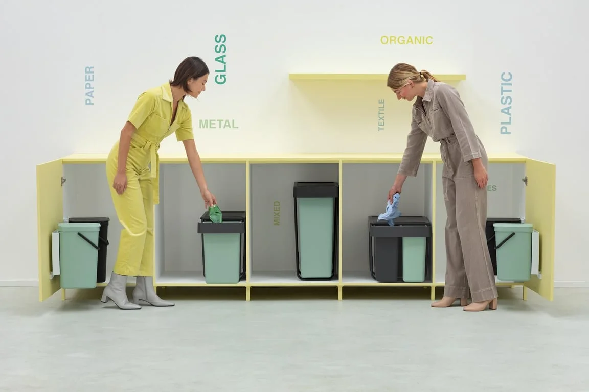 Waste Bin Separation Basket Brabantia Sort&Go 2x30L, Dark Grey & Jade Green