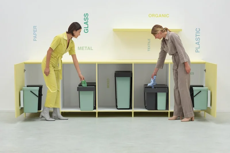 Waste Bin Separation Basket Brabantia Sort&Go 2x30L, Dark Grey & Jade Green