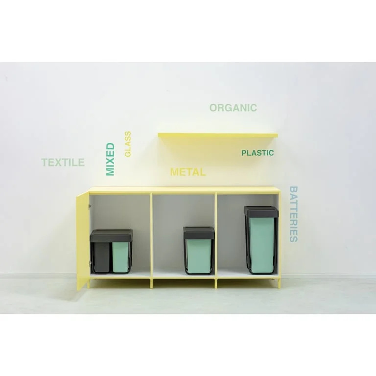Waste Bin Separation Basket Brabantia Sort&Go 2x10L+20L, Dark Grey & Jade Green