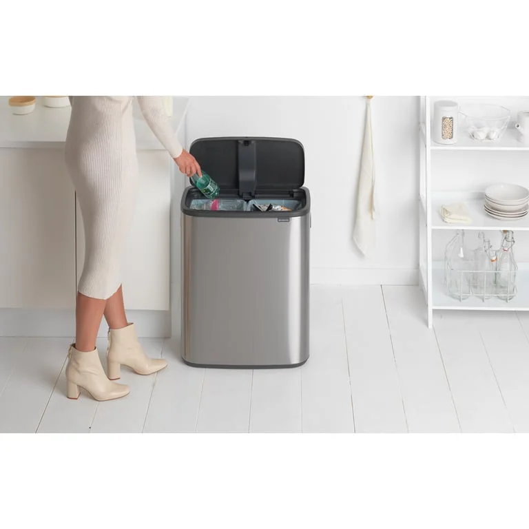 Кош за смет Brabantia Bo Touch 2x30L, Matt Steel Fingerprint Proof