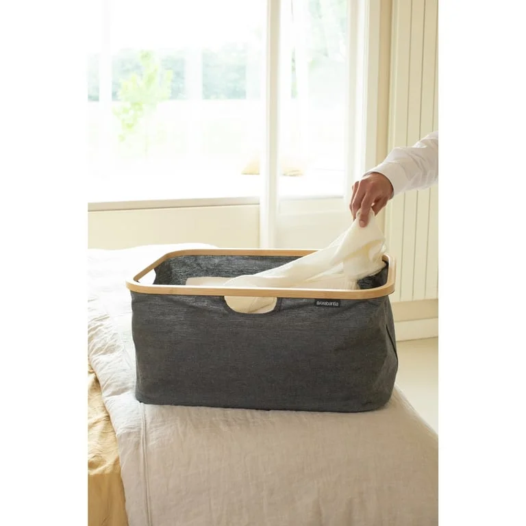 Laundry Basket Brabantia Linn 40L, Pepper Black, Foldable