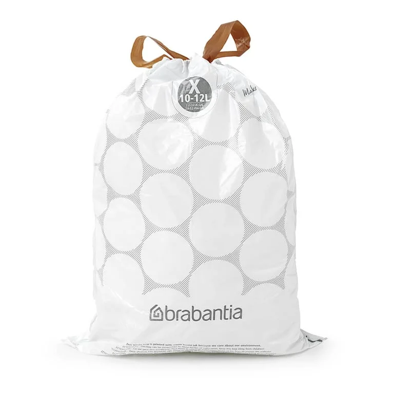 PerfectFit Bags for NewIcon/Bo Bin Brabantia Size X, 10-12L, 40 pcs, White, Dispenser