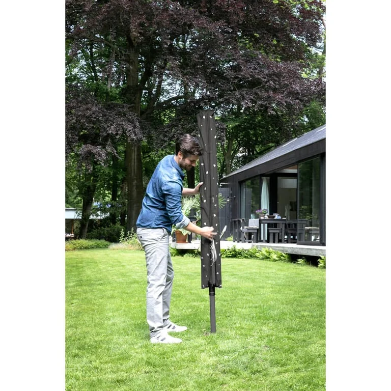 Външен простор Brabantia Lift-O-Matic 50m, метален шиш за вкопаване, калъф, торба с щипки, Anthracite