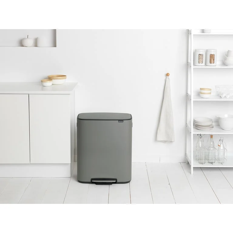 Waste Bin Brabantia Bo Pedal 2x30L, Mineral Concrete Grey