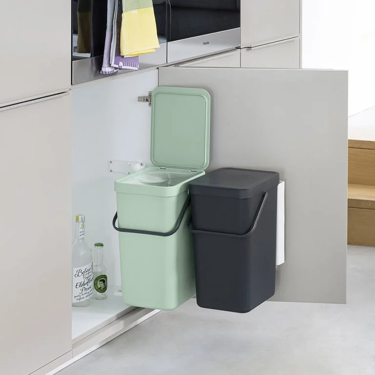 Waste Bin Separation Basket Brabantia Sort&Go 2x16L, Dark Grey & Jade Green