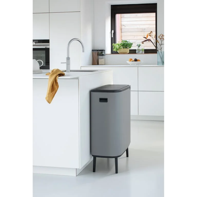 Кош за смет Brabantia Bo Touch Hi 2x30L, Mineral Concrete Grey