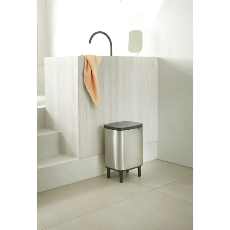 Waste Bin Brabantia Bo Small Hi 7L, Matt Steel Fingerprint Proof