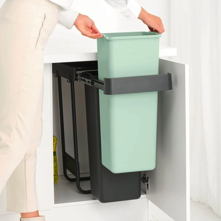Waste Bin Separation Basket Brabantia Sort&Go 2x30L, Dark Grey & Jade Green