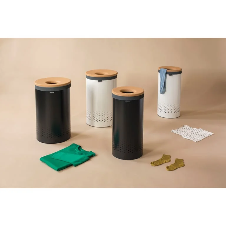Кош за пране Brabantia 35L, Matt Black, корков капак