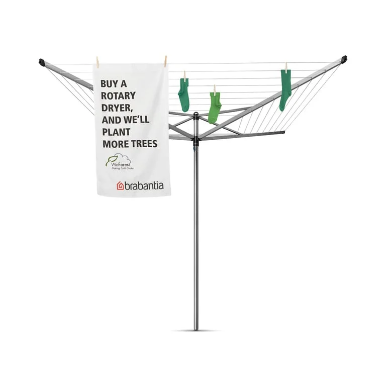 Външен простор Brabantia Topspinner 50m, метален шиш за вкопаване, Metallic Grey