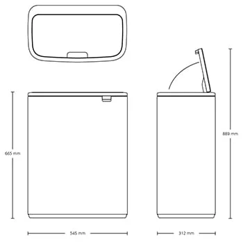 Кош за смет Brabantia Bo Touch 2x30L, Platinum