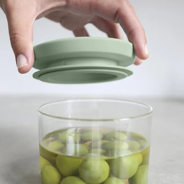 Set of Stackable Canisters Brabantia 0.3L+0.6L+1.1L, Light Grey/Dark Grey/Jade Green, 3 Pcs