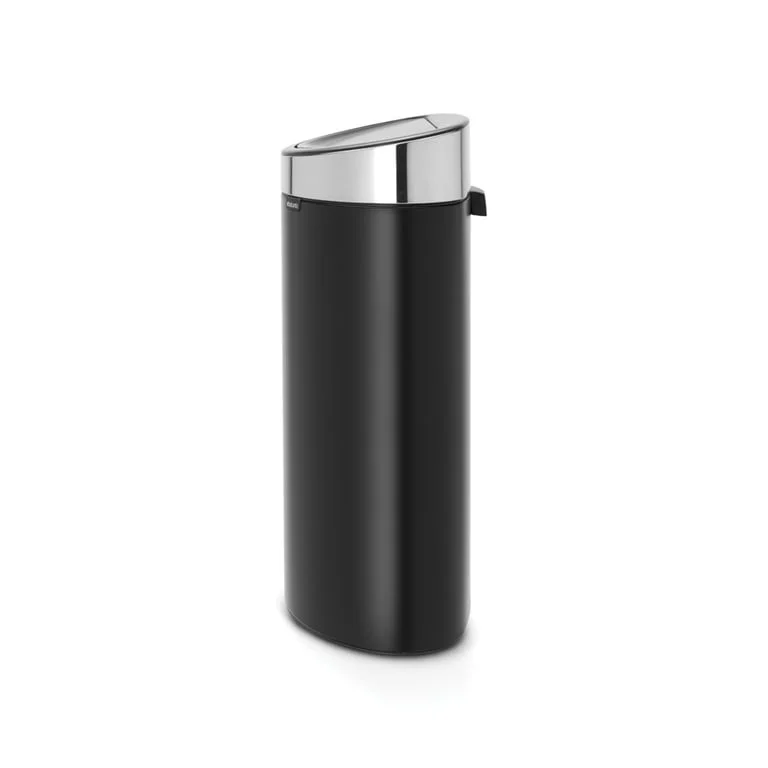 Touch Bin NewIcon Brabantia 40L Grey Lid, Matt Black Body