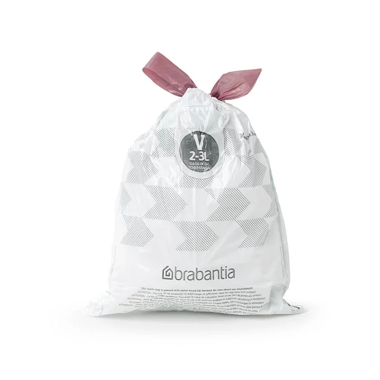 PerfectFit Bags for NewIcon Bin Brabantia, Size V,  3L, 40 pcs, White, Dispenser