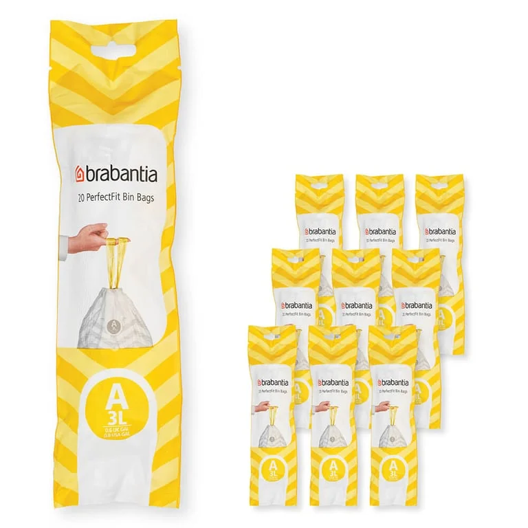 PerfectFit Bags Brabantia Size A, 3L, 200pcs, White, Multipack