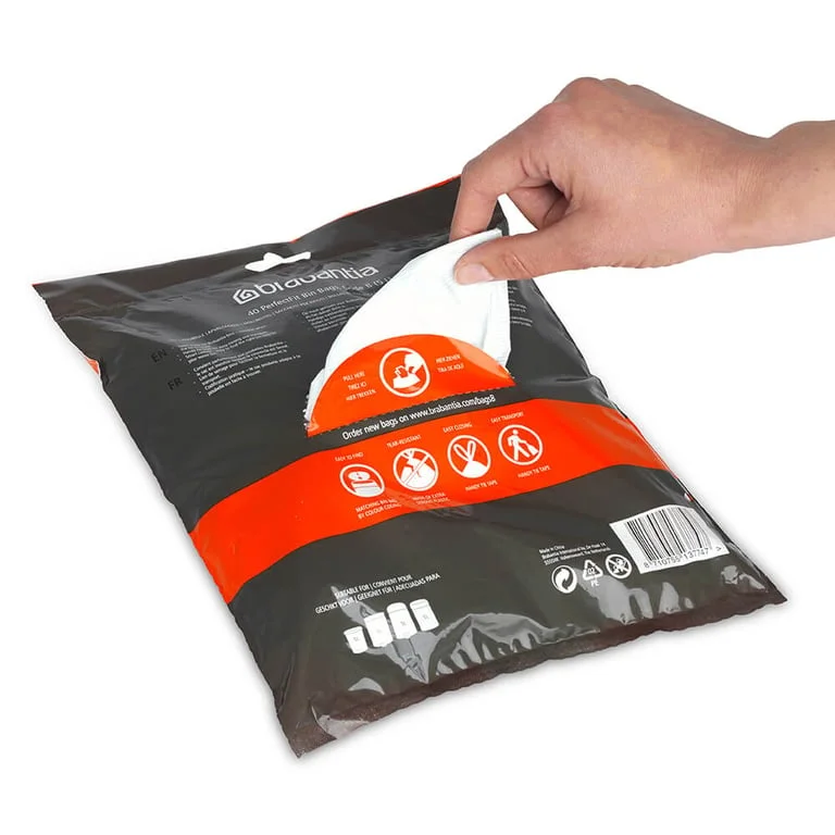 PerfectFit Bags Brabantia Size B, 5L, 40 pcs White, Dispenser