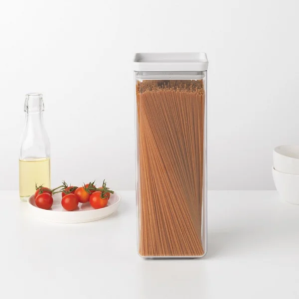 Stackable Square Canister Brabantia 2.5L Tasty+, Light Grey Lid