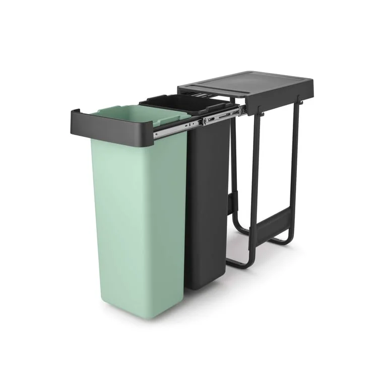 Waste Bin Separation Basket Brabantia Sort&Go 2x30L, Dark Grey & Jade Green