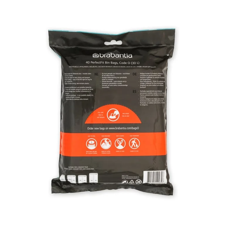 PerfectFit Bags Brabantia Size O, 30L, 40 pcs, White, Dispenser