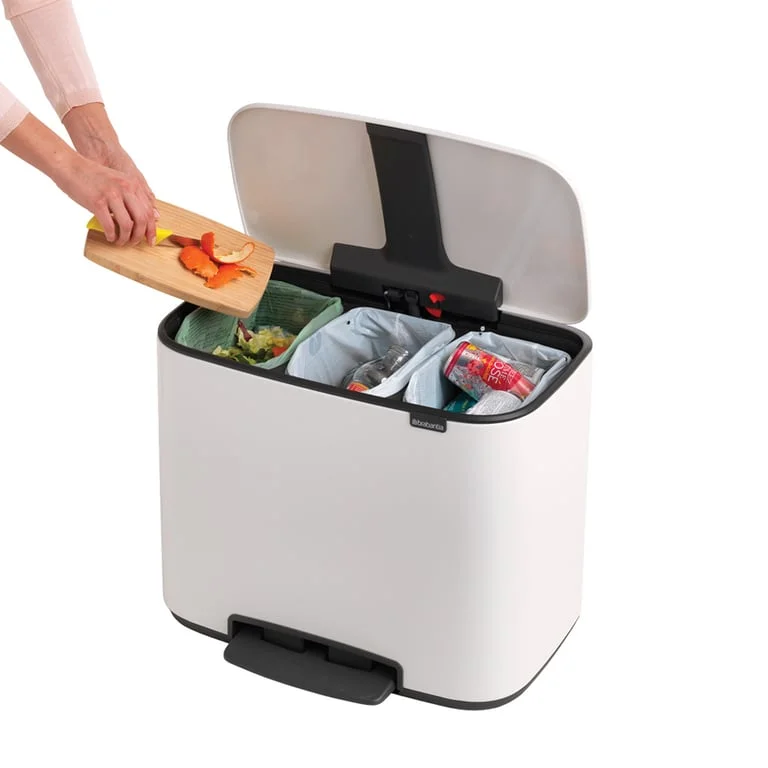 Brabantia Bo Pedal Bin, 3 x 11L, White