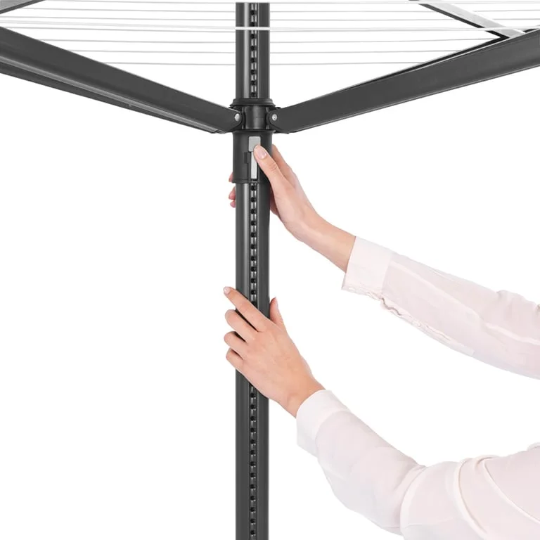 Външен простор Brabantia Lift-O-Matic 50m, метален шиш за вкопаване, калъф, торба с щипки, Anthracite