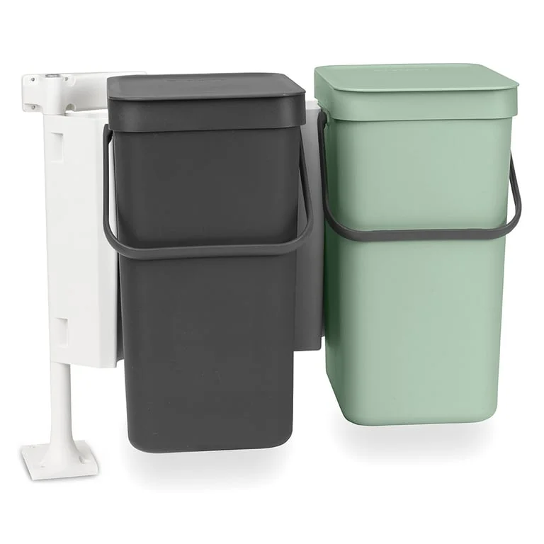 Waste Bin Separation Basket Brabantia Sort&Go 2x12L, Dark Grey & Jade Green