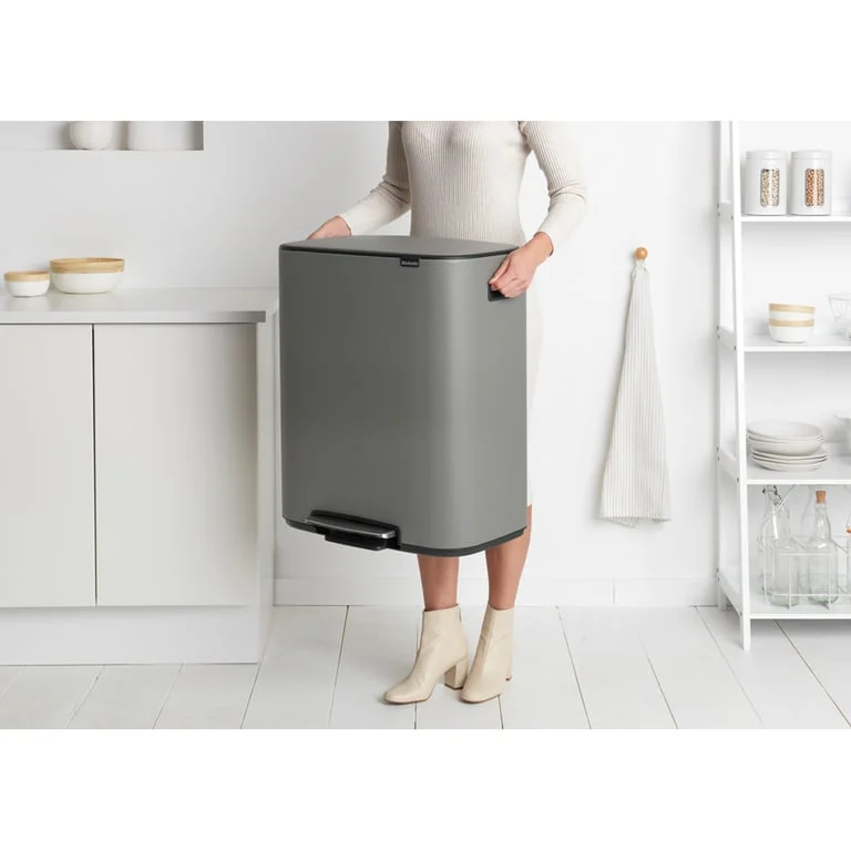 Waste Bin Brabantia Bo Pedal 2x30L, Mineral Concrete Grey