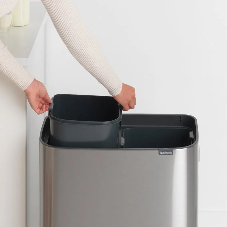 Кош за смет Brabantia Bo Touch 2x30L, Matt Steel Fingerprint Proof