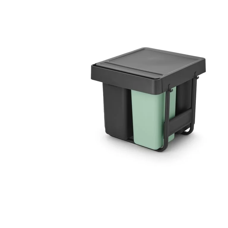 Waste Bin Separation Basket Brabantia Sort&Go 2x10L+20L, Dark Grey & Jade Green