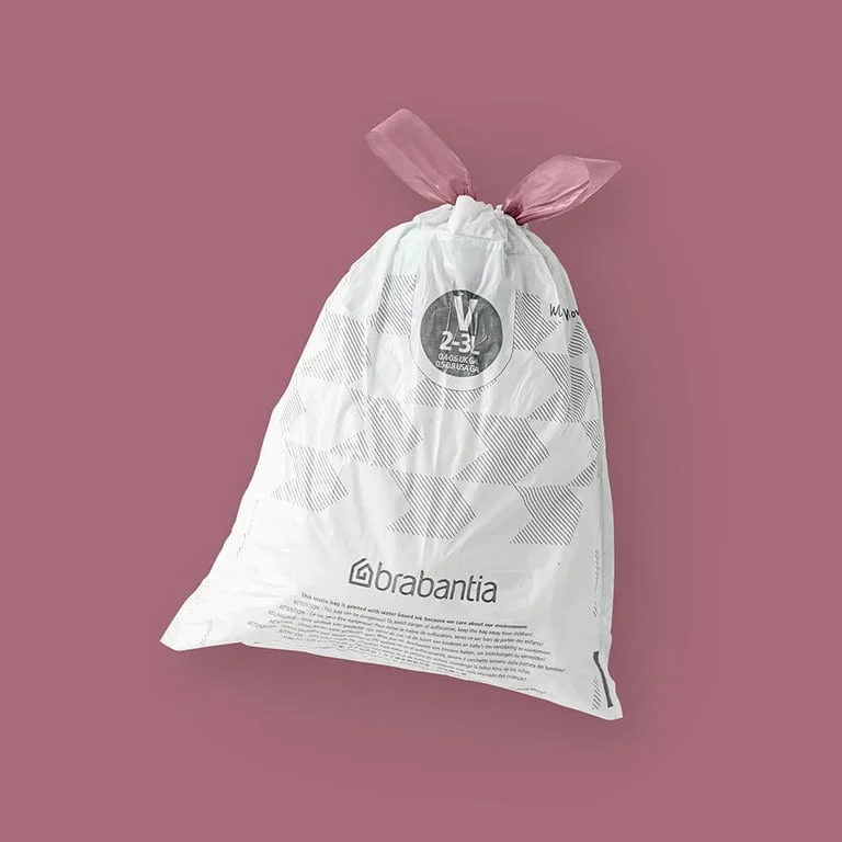 PerfectFit Bags for NewIcon Bin Brabantia, Size V,  3L, 40 pcs, White, Dispenser