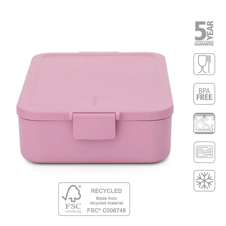 Lunch Box Brabantia Make&Take Lilac Pink Large, Plastic, Bento