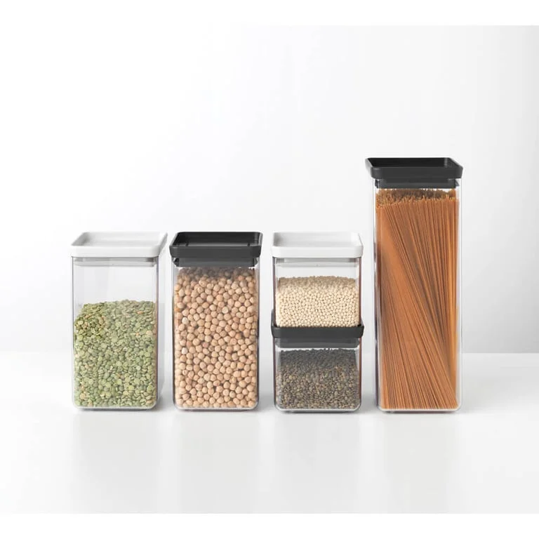 Stackable Square Canister Brabantia 0.7L Tasty+, Light Grey Lid