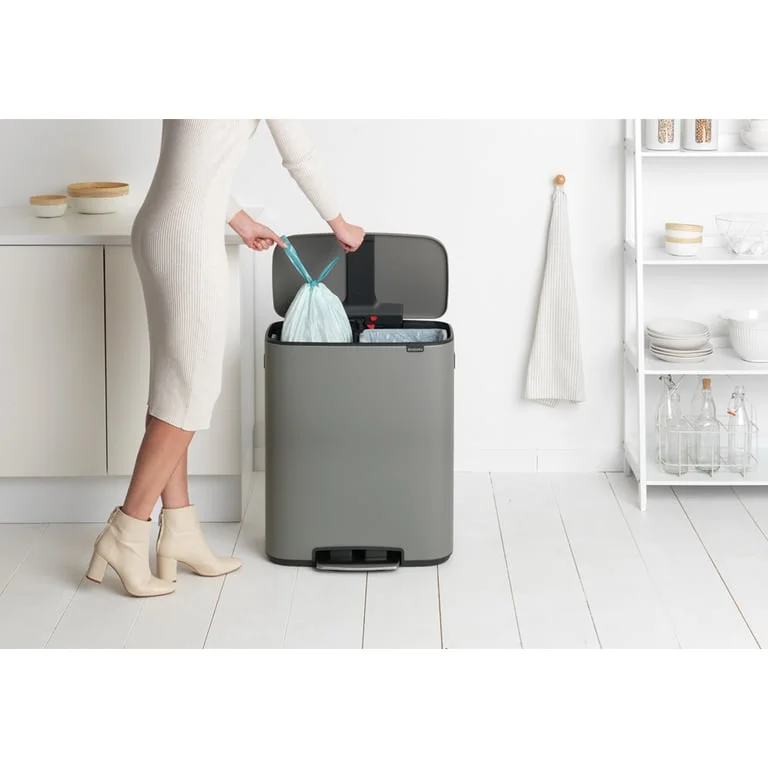 Waste Bin Brabantia Bo Pedal 2x30L, Mineral Concrete Grey