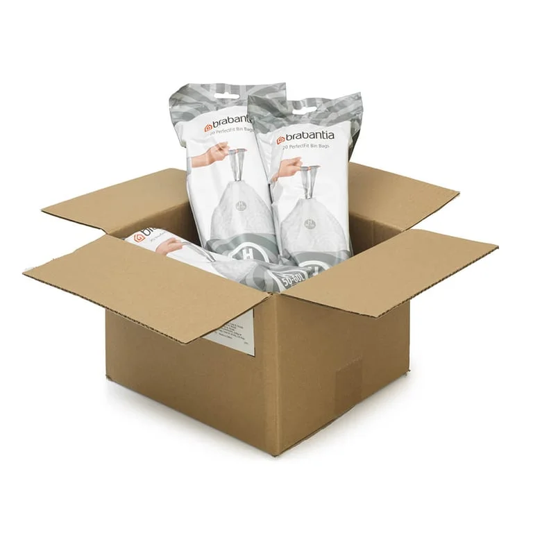 PerfectFit Bags Brabantia Size H, 50-60L, 120 pcs, White, Multipack