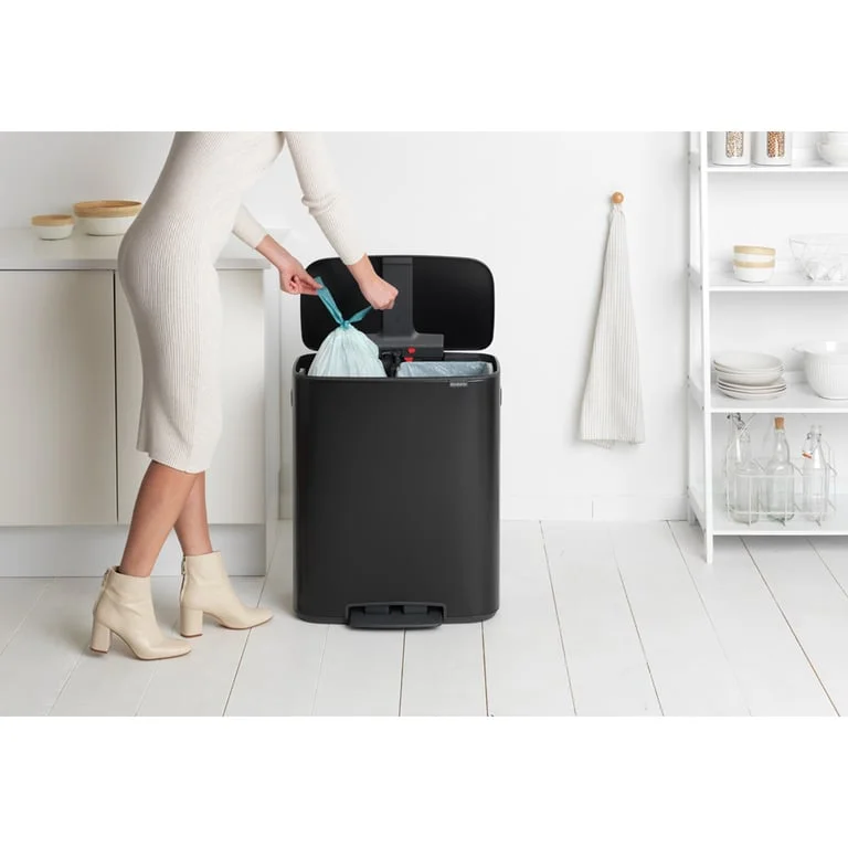 Waste Bin Brabantia Bo Pedal 2x30L, Matt Black