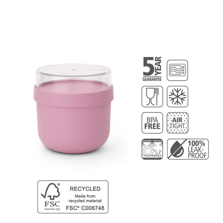 Breakfast Bowl Brabantia Make&Take Lilac Pink 500ml, Plastic