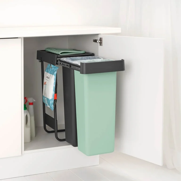 Waste Bin Separation Basket Brabantia Sort&Go 2x30L, Dark Grey & Jade Green