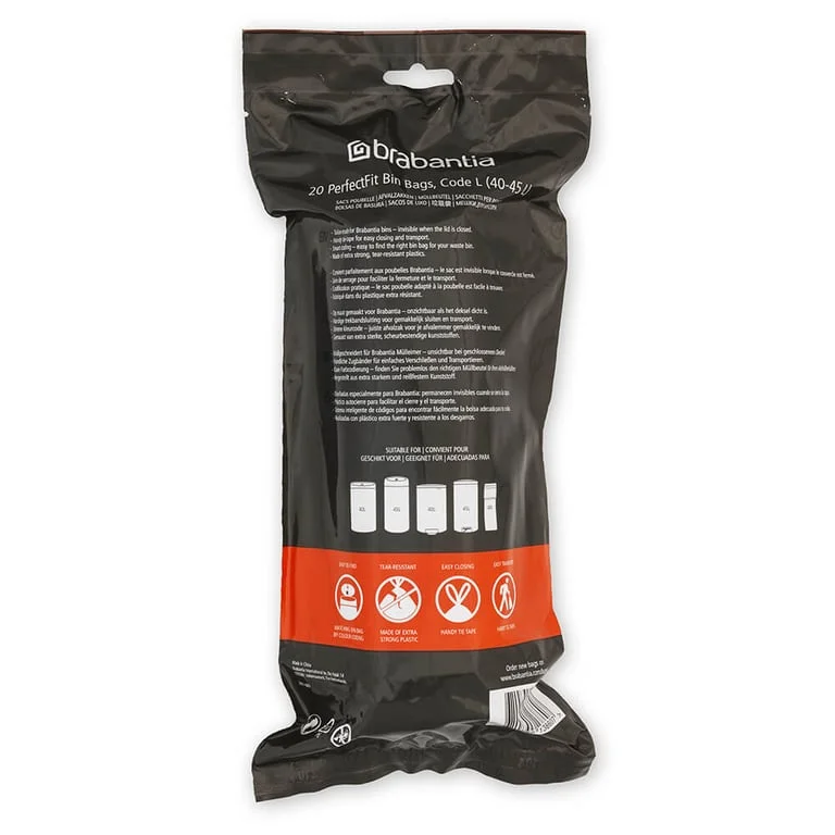 PerfectFit Bags Brabantia Size L, 45L, 20 pcs, White