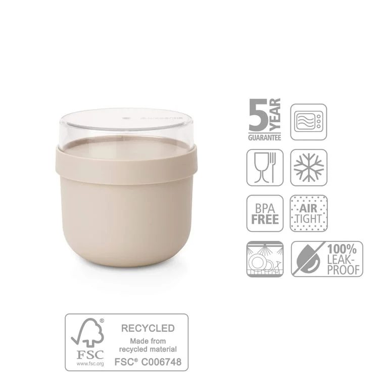 Breakfast Bowl Brabantia Make&Take Soft Beige 500ml, Plastic